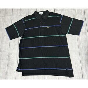 THE LACOSTE CLUB BRAND VINTAGE 1970s GOLF POLO Shirt Size XL Black Striped
